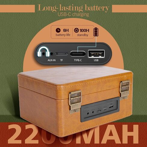 RetroBeat Time Vintage Portable Music Box – CD & Record Player with Speakers, Bluetooth Transmitter, Rechargeable, USB/AUX, Multi‑Mode Gift(White) in Saudi Arabia