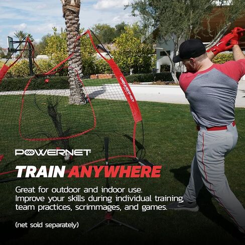 إطار معدني PowerNet وأعمدة من الألياف الزجاجية لاستبدال شبكة البيسبول اللينة 7x7 (الإطار فقط) | إطار بنمط القوس | الصلب الثقيل | أعمدة فيبرجلاس | يناسب شبكات التدريب PowerNet مقاس 7x7 بوصة in Kuwait