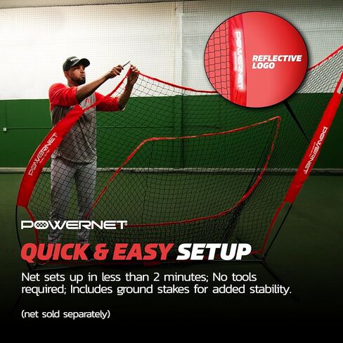 إطار معدني PowerNet وأعمدة من الألياف الزجاجية لاستبدال شبكة البيسبول اللينة 7x7 (الإطار فقط) | إطار بنمط القوس | الصلب الثقيل | أعمدة فيبرجلاس | يناسب شبكات التدريب PowerNet مقاس 7x7 بوصة in Kuwait