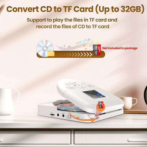 مشغل أقراص مضغوطة محمولة للمنزل 2 في 1 مكبرات صوت بلوتوث ومشغل أقراص مضغوطة محمولة مع Bluetooth/FM RX ، قابلة للشحن للسيارة مع شاشة TFT الملونة in Kuwait