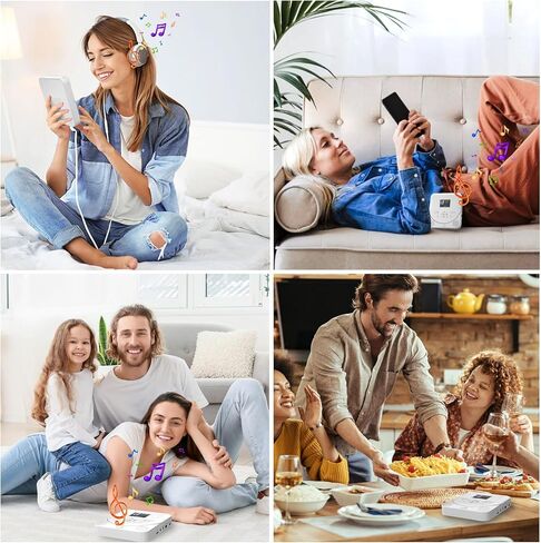 مشغل أقراص مضغوطة محمولة للمنزل 2 في 1 مكبرات صوت بلوتوث ومشغل أقراص مضغوطة محمولة مع Bluetooth/FM RX ، قابلة للشحن للسيارة مع شاشة TFT الملونة in Kuwait