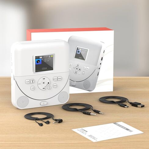 مشغل أقراص مضغوطة محمولة للمنزل 2 في 1 مكبرات صوت بلوتوث ومشغل أقراص مضغوطة محمولة مع Bluetooth/FM RX ، قابلة للشحن للسيارة مع شاشة TFT الملونة in Kuwait