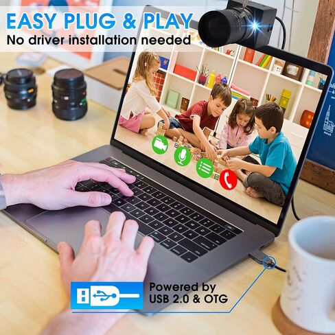 Hotpet 5MP Webcam 2.8-12mm Varifocal Lens USB Camera HD 2592X1944 USB with Camera Aptina Sensor Webcamera, Conference Camera Support OpenCV Most OS,Plug&Play,OTG 2.0, Focus Adjustable in Saudi Arabia