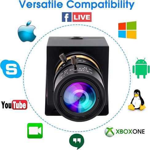 Hotpet 5MP Webcam 2.8-12mm Varifocal Lens USB Camera HD 2592X1944 USB with Camera Aptina Sensor Webcamera, Conference Camera Support OpenCV Most OS,Plug&Play,OTG 2.0, Focus Adjustable in Kuwait