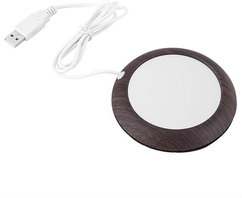 USB Coffee Mug Warmer, Mug Warmer Walnut Wood and Metal, 5V USB,for Most Stainless Steel Cup, Feeding Bottle, Ceramic Cup, Glass Your Computer, Desktop, Laptop, Tablet, (Deep Walnut Grain) in Saudi Arabia
