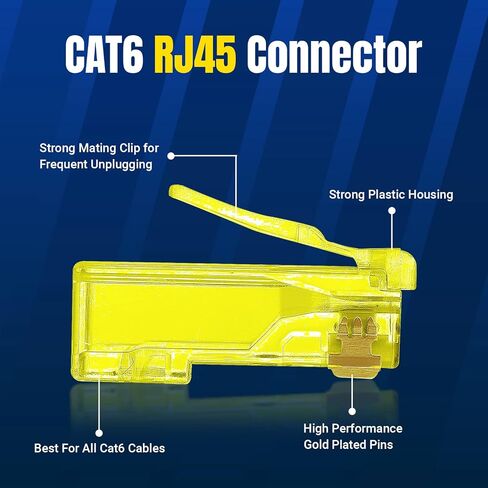 NewYork Cables Cat6 RJ45 Ends, 100-Pack Ethernet Connector (Cat 6 Ends / Cat6 Connector / RJ45 Modular Plugs/Ethernet Plugs/Network Connector for Solid Wire and Standard UTP Cable, in Kuwait