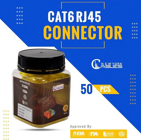 NewYork Cables Cat6 RJ45 Ends, 100-Pack Ethernet Connector (Cat 6 Ends / Cat6 Connector / RJ45 Modular Plugs/Ethernet Plugs/Network Connector for Solid Wire and Standard UTP Cable, in Kuwait