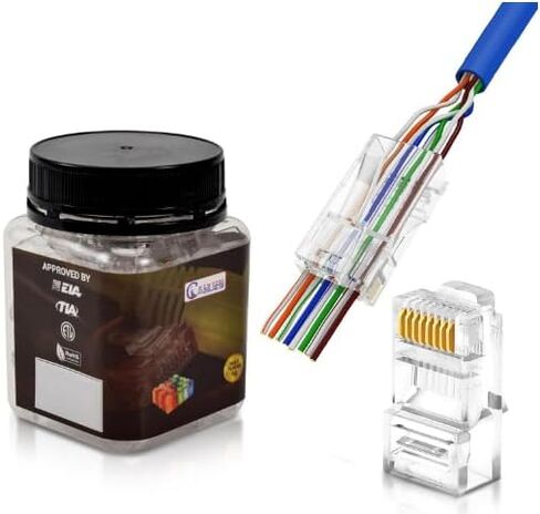 NewYork Cables Cat6 RJ45 Ends, 100-Pack Ethernet Connector (Cat 6 Ends / Cat6 Connector / RJ45 Modular Plugs/Ethernet Plugs/Network Connector for Solid Wire and Standard UTP Cable, in Kuwait