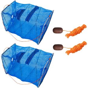 Minnow Trap Crawfish Trap Minnow Trap 48 * 22Cm Folding Fishing Net Catch Crab Shrimp Minnow Fishing Bait Trap Cast Dip Net Nylon Network Cage Bait Net Crab Pot Bait Trap