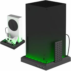 Charging Cooling Fan Base for Xbox Series X/S RGB Vertical Stand Multi-Function Charging Cooling Stand Colorful Light Controller Handle Charger Bracket for Gaming Accessories