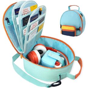 Detachable Carrying Case Compatible with Yoto Mini & Headphone, Yoto Card Holder Hold Up to 50 Cards, Durable Storage Bag with Adjustable Shoulder Strap (pink)