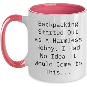 Backpacking Adventures Uncovered, Funny Quote Gifts for Men and Women, Two Tone Coffee Mug for Birthday, Gifts from Friends and Family, Backpacking Enthusiasts