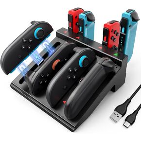 Switch Joycon Charger for Nintendo Switch 2 (2025) & Switch 1 & OLED, 8 in 1 Fast Joy Con Controller Charging Dock with Ultra-strong Magnetism, LED Indicators, Overcharge Protection