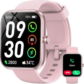 Smart Watch with Alexa Built-in‌, 1.83" HD Fitness Tracker with Bluetooth Calls/Messages, IP68 Waterproof, 120+Sports Modes, 24/7 Heart Rate/Sleep Fitness Watch Compatible with iOS/Android (Black)