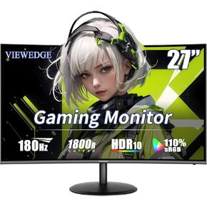 Gaming Monitor 27 inch 180hz (Supports 144hz/165hz) 1ms, 110% sRGB with HDR 10 | 1080p IPS Screen, DP HDMI, Built-in Speakers, Support Freesync and Wall Mount