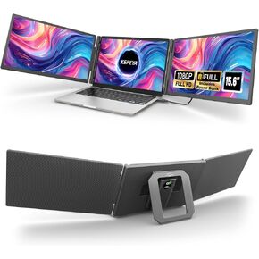 15.6" Laptop Screen Extender, with Magnetic Power Bank, 1 Cable Connect Triple Laptop Monitor Extender, 1080P FHD Monitor for Laptop, Compatible with Mac, Windows, Android for 13-17" Laptops