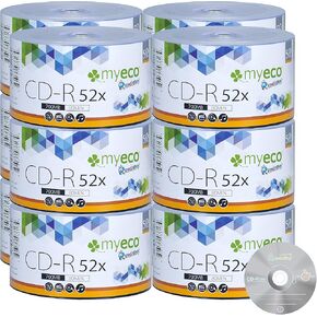 600 Pack MyEco CD-R CDR 52X 700MB 80Min Economy Branded Logo Top Write Once Blank Media Record Disc