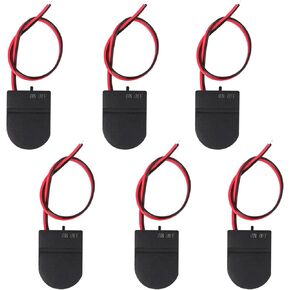 6pcs cr2032 Battery Holder, Coin Cell Holder, CR2032 Battery Holder with Switch,1 x 3V CR2032 Button Coin Cell Battery Holder with Leads On Off Switch (Black)
