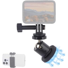 Black Compact Magnetic Camera Mount for Action Camera, Strong Magnetic Mount, 360° Rotation Ball Head for GoPro Hero 13/12/11/10/9/8/7/6, Insta360 X5/X4/X3/Ace/Ace Pro, DJI Osmo Action 5 SJ029
