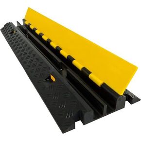 Electriduct Heavy Duty 2 Channel Cable Protector Traffic Wire and Hose Ramp Cord Cover 1.2 Inch Channels 12,000 lbs per Axle CP-RPS-212 - Rubber Black Base/Black Lid, 2 Pack