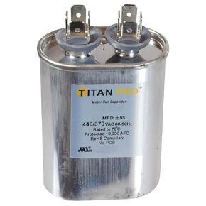 Oval Motor Run Capacitor, 5 Microfarad Rating, 370-440VAC Voltage - TOCF5, (Pack of 5)