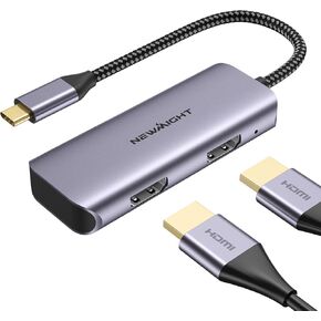 USB C إلى محول HDMI المزدوج ، يدعم محول الشاشة المزدوجة NewMight 4K@60Hz و 4K@30Hz ، مراقبة Dual Monitor HDMI لـ MacBook و iPad و HP و Dell و iPhone 15/16