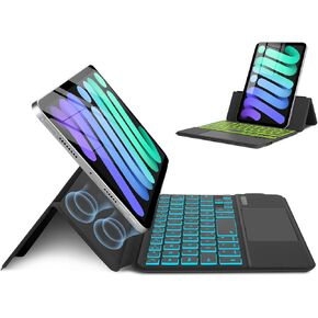 Magic Touchpad Keyboard Case for iPad mini 7 (2024)/Mini 6 (2021) 8.3 inch, Slim Magnetic Folio with Type-C Rainbow Backlit TrackPad Keyboard fit iPad mini 7th (A17 Pro)/6th Generation Black