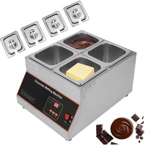 8.82 Lbs 3 Tanks Chocolate Tempering Machine 300W 110V Electric Chocolate Melting Pot with TEMP Control 32℉~176℉ Stainless Steel Commercial Chocolate Melter Food Warmer for Melting and Heating