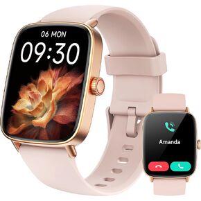 Tensky Smart Watch for Women Android & iPhone, 1.85" Touch Screen Fitness Tracker with Answer/Make Call, IP68 Waterproof 24/7 Health/Sleep Monitor, Pedometer, 100+ Sport Modes (2 Bands)