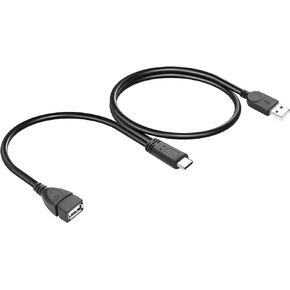 USB C إلى USB 2.0 فاصل نوع الكابل C إلى USB Male +USB محول أنثى USB C إلى مضاعفة محول سلك USB 2.0 OTG متوافق مع الهاتف المحمول ، الكمبيوتر المحمول ، محرك أقراص فلاش USB 50 سم