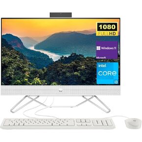 HP 23.8 "FHD All-in-One Desktop ، Intel Core I3-1115G4 Processor ، 32GB RAM 1TB PCIE SSD ، Bluetooth 4 ، WebCAM ، HDMI ، WI-FI ، Bluetooth ، لوحة مفاتيح Wired Wired White ، Windows 11 Home ، Snow White