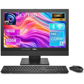 Dell 5250 All-in-One OptiPlex i7 Desktop Computer, 21.5" FHD(1920x1080) AIO PC, Intel Quad-Core i7-7700, 16GB RAM, 512GB SSD, HDMI, RJ-45, WiFi, BT, Keyboard & Mouse, Windows 10 Pro (Renewed)