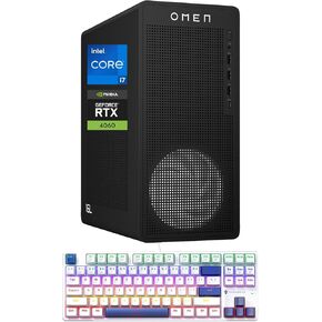 HP OMEN 16L i7 RTX 4060 Pro Gaming Desktop, Intel i7-14700F(Beats i9-12900F), NVIDIA RTX 4060, 32GB DDR5 RAM, 2TB SSD, DP, RJ-45, Wi-Fi 6, Bundle with Machenike K500B-B87 Gaming Keyboard
