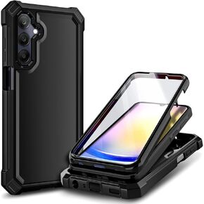 Designed for Samsung Galaxy A35 5G Case, [16FT Military Grade Drop Tested] Full-Body Protective Shockproof Rugged Bumper Case with [Built-in Screen Protector] Black