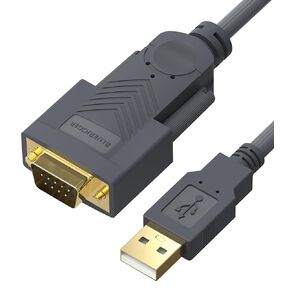 BlueRigger USB to RS232 Serial Adapter Cable (6FT, USB 2.0 to DB9 Male, 480Mbps, Console Cable, 9-pin Serial Port) - Compatible with Windows, Mac, Linux | Modem, PLC, Printer, Barcode Scanner
