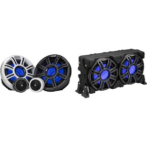 Kicker Marine 51MSS65 Premium 6.5" Components & 51MWLE104 10" Loaded Enclosure, LED Marine Audio Upgrade