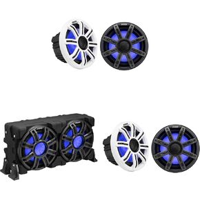 Kicker Marine (2) 51MSC8 Premium 8" & 51MWLE104 10" Loaded Enclosure, LED Marine Audio Upgrade