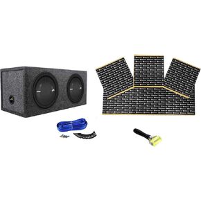 Audiosavings Bundle: (2) MM1242SVC 12" 1260W Single 4-Ohm Car/Marine Subwoofers Bundle with RD12 Dual 12" 1.25 Cu.Ft. MDF Sealed Sub Enclosure + 12' Sound Dampening + Installation Kit (5 Items)