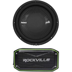 Audiosavings Bundle: MM1242SVC 12 1260 Watt Single 4-Ohm Car/Marine Audio Subwoofer Sub Bundle with Rockville Rock Anywhere Waterproof Portable Bluetooth Speaker+TWS Stereo Linking (2 Items)