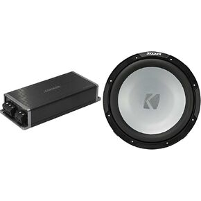 Kicker Marine KPX500.1 Powersports Amp & 12" 4 Ohm Subwoofer Audio Upgrade