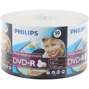 600-pk Philips 16x DVD-R White Inkjet Hub Printable Blank Recordable DVD Disk
