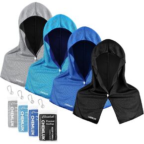 Cooling Hoodie Towel - Cooling Towels for Neck and Face, Instant Cool When Wet, UPF 50 Sun Protection, Cool Towel for Hot Weather, Great for Sports, Gym, Golf, Camping - Blue
