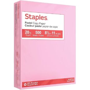 Staples 490935 Pastel Colored Copy Paper 8 1/2-Inch x 11-Inch Pink 500/Ream (14779) in Kuwait