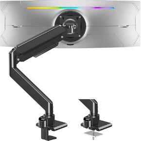شاشات شاشة شديدة التحمل لشاشات Ultrawide 49 بوصة كحد أقصى ، تحمل من 2.2 إلى 44 رطلاً ، وذراع شاشة واحدة متميزة لـ Samsung Odyssey G9 والمزيد ، حامل مكتب نابض الغاز القابل للتعديل ، و Vesa Mount