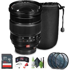 FUJIFILM XF 16-55mm f/2.8 R LM WR Lens Bundle With 32GB Memory Card + Professional MC 3 Piece Filter Kit, 77mm UV/CPL/F + Lens Cap Keeper + Memory Card Wallet + More