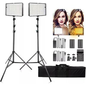 L4500 LED فيديو LED KIT DIMMABLE 3200K-5600K 15W CRI 95 Studio Photo Lamps لوحة معدنية مع ترايبود للتصوير