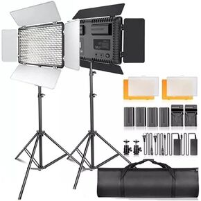 ضوء الفيديو ضوء محترف مصباح LED مع Tripod 2 Set Dimmable 5600K لإضاءة صور الاستوديو
