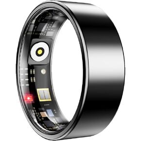 Smart Ring for Women Men, Sleep Tracker Ring,Waterproof Fitness Tracker Health Rings with Heart Rate Monitoring,Blood Oxygen,Stress Distance Calories Steps Tracking,No Subscription Fee(Dark Black,#10)