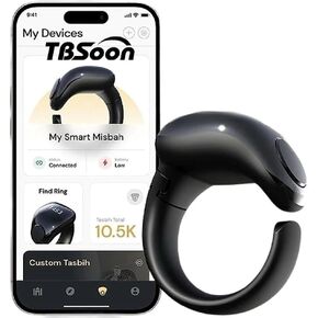 Fashion Tasbih Smart Ring, Tasbeeh Counters, Prayer Direction Indicator Guide,5 Azan Alarm Clock,Forgiveness,Electronic Rosary,Eid al-Fitr Eid al-Adha Ramadan Gift for men women,zikr ring conn 18+20mm