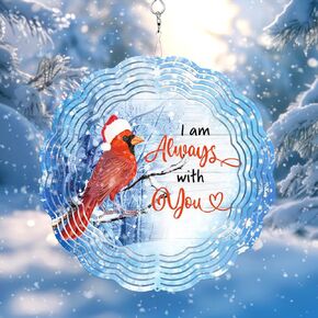 Memorial Christmas Cardinal Wind Spinner, Red Cardinal Bird Memorial Christmas Wind Spinner, 3D Cardinal Wind Spinner, Outdoor Cardinal Wind Spinner Hanging